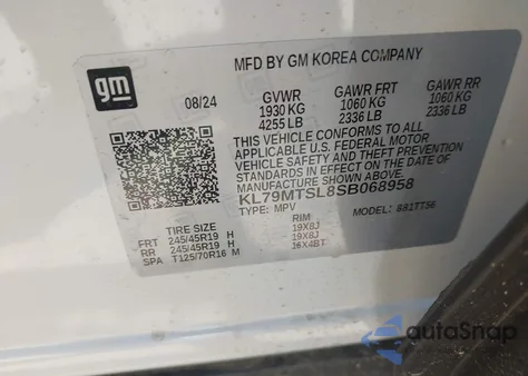 2025 Chevrolet Trailblazer Fwd Rs z USA, uszkodzony, nr VIN KL79MTSL8SB068958